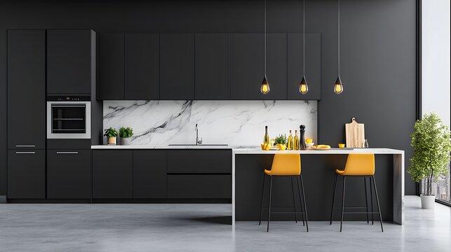 Modern black kitchen with elegant finishes