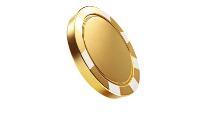 Golden poker chip falling, isolated