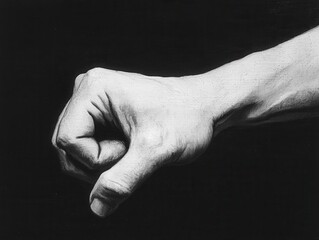 Close-up hand gesture with a firm grip, clean and bold, [close , gesture , grip], ,