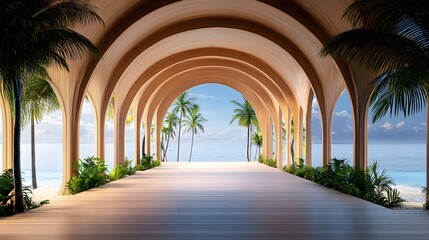 Fototapeta premium Serene coastal archway embracing nature's beauty