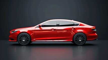 Fototapeta premium Vintage Red Sedan Car Vector in Isolated View 