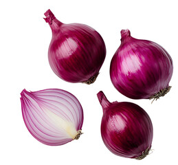 Red onions isolated on white background.