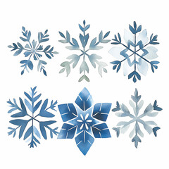 set of snowflakes on white
