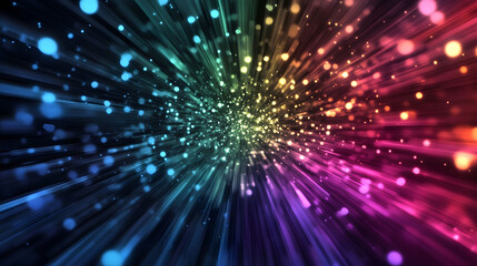 Naklejka premium Cosmic night sky filled with bright stars and a glowing nebula, showcasing the beauty of the universe and its vibrant colors