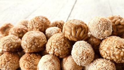 Panellets baked on a white background.
