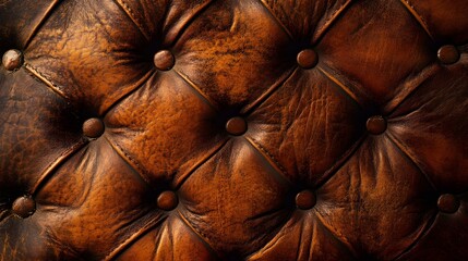 luxury buttoned sepia brown leather background, generative ai