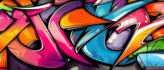 Colorful graffiti art displaying vibrant patterns and textures, perfect for urban or artistic themes.