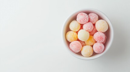 A Bowl of Colorful, Sugar-Coated Round Candies