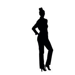 a stylish woman standing pose vector silhouette isolated white background