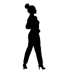 a stylish woman standing pose vector silhouette isolated white background