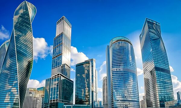 City Skyscrapers and Blue Sky View