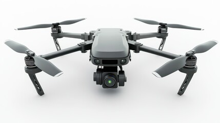 Black Drone with Four Propellers and a Camera