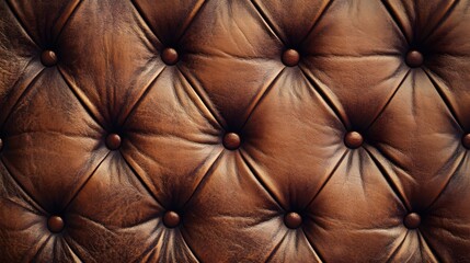 Fototapeta premium luxury buttoned sepia brown leather background, generative ai