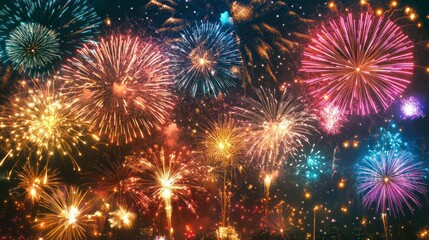 Fototapeta premium A breathtaking fireworks display lighting up the night sky in a colorful celebration