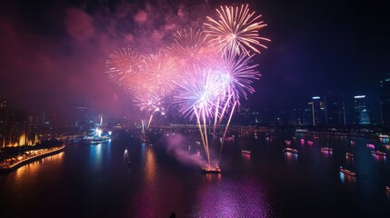 A breathtaking fireworks display lighting up the night sky in a colorful celebration
