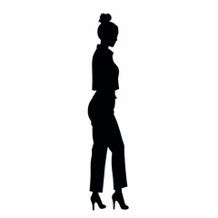 a stylish woman standing pose vector silhouette isolated white background