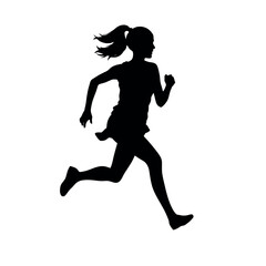 a woman running vector silhouette, black color silhouette