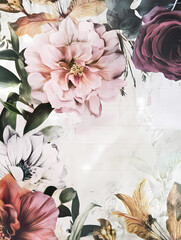 soft pastel watercolor floral frame, floral notepad 