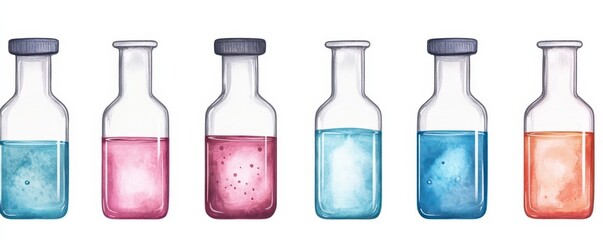 Watercolor Style Illustration of Trial Experiment for Hypothesis Verification, Isolated on White Background