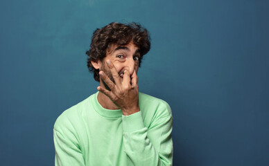 feeling disgusted, holding nose to avoid smelling a foul and unpleasant stench