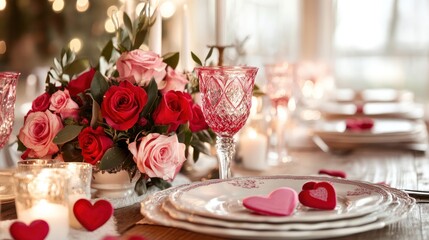 A vintage-style Valentine's Day celebration, with classic decor and retro elements