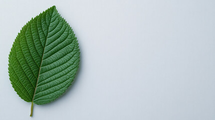 Serene Green Leaf: A single, vibrant green leaf rests on a minimalist background, offering a sense of calm and natural beauty. Perfect for eco-friendly projects, nature-themed designs.