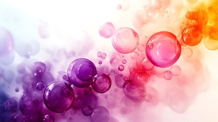 Gradient glossy bubbles convex shapes on a white background