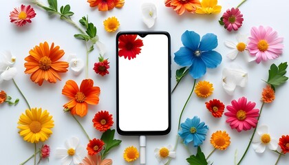mobile phone on white background