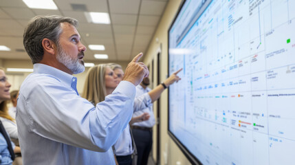 Fototapeta premium Executives Collaborating in Meeting Room Discussion