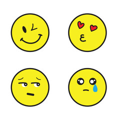 Flat emoticon reaction collection