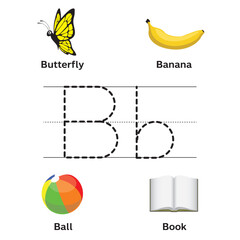B Alphabet English Letter Tracing Learning Vector Preschool