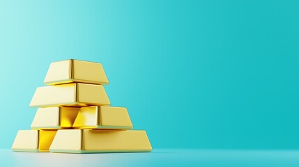 Gold bars stacked like stair steps, symbolizing growth in savings over time, wealth growth