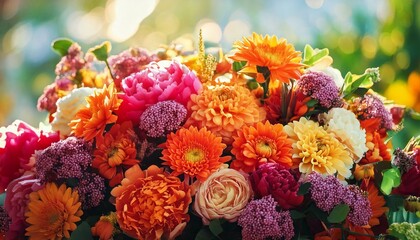 色鮮やかなたくさんの花 Vividly Colorful Flowers