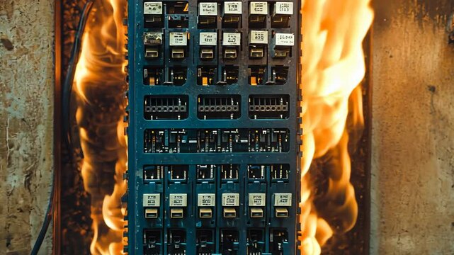 Electrical Fire Hazard, safety, danger, flames, burning, wires