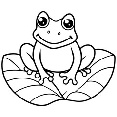 Cheerful Cartoon Frog on a Leaf with Rounded Shapes