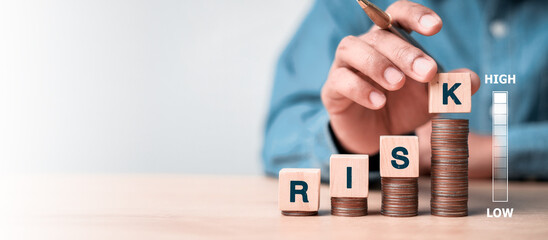 Risk Concept Wooden Cube Blocks For Business.