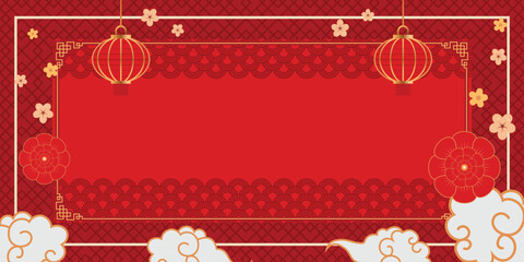 template design and icon of chinese new year. include element and pattern background red and gold