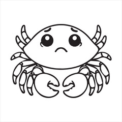 Fototapeta premium Funny Crab Expression Clipart Design - Cute Crab Face vector illustration in black and white