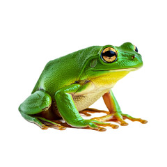 Obraz premium Green Frog Wildlife Art On Transparent Background