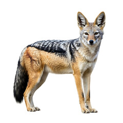 Fototapeta premium Detailed Black-Backed Jackal In Natural Pose On Transparent Background 