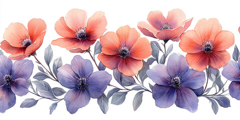 Obraz premium watercolor illustration depicting colorful flowers painting on canvas