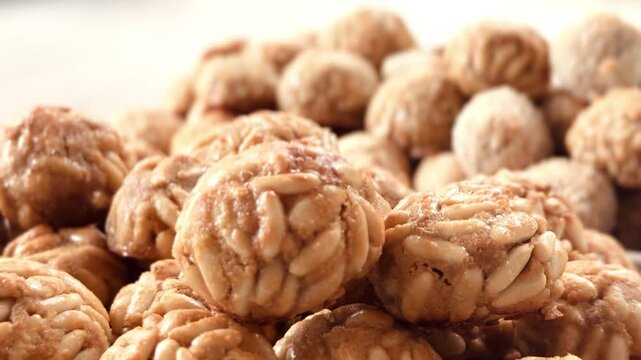 Panellets baked on a white background.