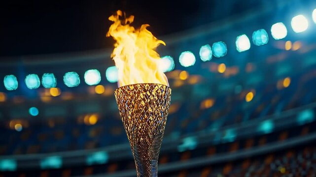 Olympic Torch Flame Burning Bright, fire, stadium, sports, competition, victory