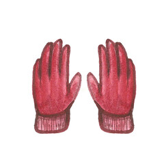 Red knitted gloves resting on a white surface, ideal for chilly weather and outdoor activities during winter season