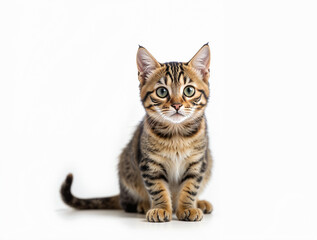 Obraz premium Beautiful bengal cat isolated on white background.