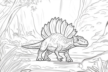 Spinosaurus, angry dinosaur on a white background, for coloring. Child development concept, anti-stress.