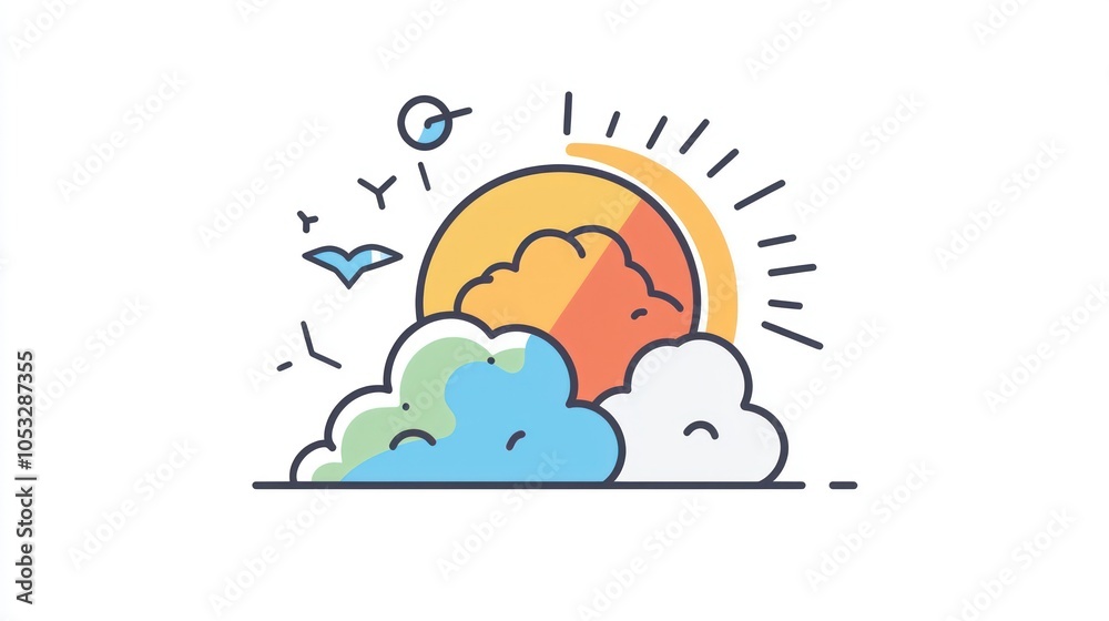 Wall mural perfect line style icon for representing weather forecasts in apps.