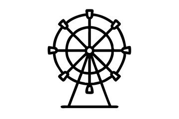 Ferris Wheel Line Icon and Clipart: Vector Illustration on White Background