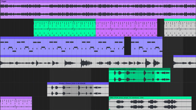 Waveform Background Digital Audio Workstation DAW program. Dj music bg.  Vector illustration