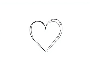 A simple black ink heart illustration on a clean white background, symbolizing love and affection.